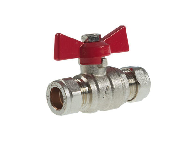 22mm Red Butterfly Valve - WRAS